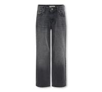 Weite Jeans KIDS ONLY "KOGELLA MW WIDE TAI523 DNM NOOS", Mädchen, Gr. 152, N-Gr, grau (washed schwarz), Denim/Jeans, Obermaterial: 100% Baumwolle, unifarben, lang, Jeans, Baumwolle, mid waist, wide fi