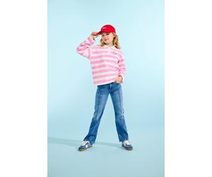 Weite Jeans KIDS ONLY "KOGJUICY WIDE LEG PINTUCK DNM AZG", Mädchen, Gr. 128, N-Gr, blau (medium blau denim), Denim/Jeans, Obermaterial: 99% Baumwolle, 1% Elasthan, unifarben, Basic lang, Jeans (524184