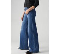 Weite Jeans LEVI'S "Jeans 318 SHAPING", Damen, Gr. 28, Länge 32, blau (clever gir), Denim/Jeans, Obermaterial: 80% Baumwolle, 19% Polyester, 1% Elasthan, unifarben, weit knöchellang, Jeans, im Five-Po