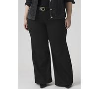 Weite Jeans LEVI'S PLUS "PL 318 SHAPING WIDE LEG", Damen, Gr. 14 (46), Länge 30, schwarz (soft schwarz), Denim/Jeans, Obermaterial: 78% Baumwolle, 21% Polyester, 1% Elasthan, weit knöchellang, Jeans,