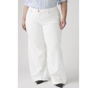 Weite Jeans LEVI'S PLUS "PL 318 SHAPING WIDE LEG", Damen, Gr. 16 (48), Länge 30, weiß (soft clean weiß), Denim/Jeans, Obermaterial: 97% Baumwolle, 3% Elasthan, weit knöchellang, Jeans, im Five-Pocket