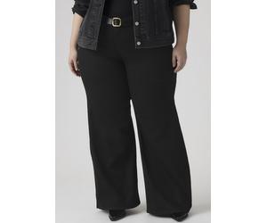 Weite Jeans LEVI'S PLUS "PL 318 SHAPING WIDE LEG", Damen, Gr. 18 (50), Länge 30, soft schwarz, Denim/Jeans, Obermaterial: 78% Baumwolle, 21% Polyester, 1% Elasthan, weit knöchellang, Jeans, im Five-Po