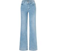 Weite Jeans MAC "Dream Wide authentic", Damen, Gr. 42, Länge 30, summer blau clouds wash, Denim/Jeans, Obermaterial: 92% Baumwolle, 5% Elastomultiester, 3% Elasthan, straight fit lang, Jeans, mit form