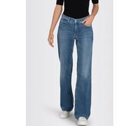 Weite Jeans MAC "DREAM WIDE", Damen, Gr. 44, Länge 32, blau (summer mid blau), Denim/Jeans, Obermaterial: 75% Baumwolle, 12% Modal, 9% Polyester, 4% Elasthan, unifarben, figurumspielend knöchellang, J