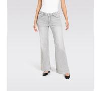 Weite Jeans MAC "DREAM WIDE", Damen, Gr. 44, Länge 34, ash grau washed, Denim/Jeans, Obermaterial: 75% Baumwolle, 12% Modal, 9% Polyester, 4% Elasthan, figurumspielend knöchellang, Jeans, mit weitem B