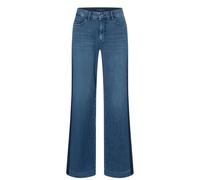 Weite Jeans MAC "PURE galloon", Damen, Gr. 42, Länge 30, soft navy blau, Denim/Jeans, Obermaterial: 98% Baumwolle, 2% Elasthan, unifarben, casual, weit knöchellang, Jeans, im Five-Pocket Style (904533