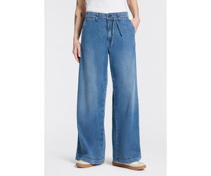 Weite Jeans MAC "WENDY", Damen, Gr. 36, Länge 34, venice beach wash, Denim/Jeans, Obermaterial: 98% Baumwolle, 2% Elasthan, bequem lang, Jeans, mit Denim-Binde-Gürtel (91139034-36) venice beach wash