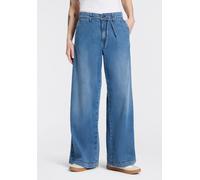 Weite Jeans MAC "WENDY", Damen, Gr. 42, Länge 32, venice beach wash, Denim/Jeans, Obermaterial: 98% Baumwolle, 2% Elasthan, bequem lang, Jeans, mit Denim-Binde-Gürtel (56312528-42) venice beach wash