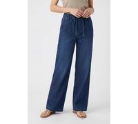 Weite Jeans MAC "WIDE EASY", Damen, Gr. 40, Länge 34, schwarz cobalt blau used, Denim/Jeans, Obermaterial: 68% Baumwolle, 28% Polyester, 4% Elasthan, unifarben, weit knöchellang, Jeans, mit elastische