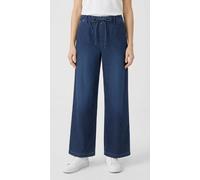 Weite Jeans MAC "WIDE EASY", Damen, Gr. 46, Länge 32, schwarz cobalt blau used, Denim/Jeans, Obermaterial: 68% Baumwolle, 28% Polyester, 4% Elasthan, unifarben, weit knöchellang, Jeans, mit elastische