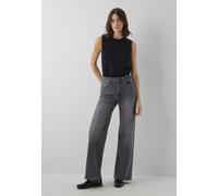 Weite Jeans MAVI "MALIBU", Damen, Gr. 32, Länge 34, grau (lt smoke brushed str), 86% Baumwolle, 12% Polyester, 2% Elastan, weit normal, Jeans, Wide Leg Jeans (66980307-32) lt smoke brushed str