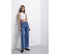 Weite Jeans MAVI "MALIBU MARINE", Damen, Gr. 33, Länge 30, blau (mid str), 86% Baumwolle, 12% Polyester, 2% Elastan, weit normal, Jeans, Wide Leg Jeans (47924131-33) mid str