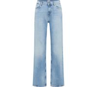 Weite Jeans MUSTANG "Madison Wide", Damen, Gr. 28, Länge 32, blau (medium bleach), Denim/Jeans, Obermaterial: 73% Baumwolle, 26% Lyocell, 1% Elasthan, unifarben, weit knöchellang, Jeans (24001541-28)