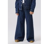 Weite Jeans NAME IT "NKFBELLA SKATER XWIDE JEANS 3111-ZA NOOS", Mädchen, Gr. 128, N-Gr, blau (dunkelblau denim), Denim/Jeans, Obermaterial: 100% Baumwolle, leichte Abriebeffekte, relaxed fit lang, Jea