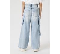 Weite Jeans NAME IT "NKFBELLA WIDE CARGO JEANS 8772-BE NOOS", Mädchen, Gr. 128, N-Gr, blau (light blau bleached denim), Denim/Jeans, Obermaterial: 100% Baumwolle, Abriebeffekte, relaxed fit, Jeans Wei