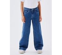Weite Jeans NAME IT "NKFROSE für Mädchen mit weitem Bein und High Waist", Mädchen, Gr. 140, N-Gr, blau (medium blau denim), Denim/Jeans, Obermaterial: 74% Baumwolle, 24% Polyester, 1% Elasthan, 1% Vis