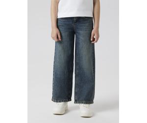 Weite Jeans NAME IT "NKFROSE für Mädchen mit weitem Bein und klassischem Sitz", Mädchen, Gr. 122, N-Gr, blau (vintage dunkelblau denim), Denim/Jeans, Obermaterial: 100% Baumwolle, leichte Abriebeffekt