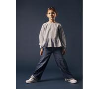 Weite Jeans NAME IT "NKFROSE für Mädchen mit weitem Bein und klassischem Sitz", Mädchen, Gr. 140, N-Gr, blau (dunkelblau denim), Denim/Jeans, Obermaterial: 100% Baumwolle, leichte Abriebeffekte, norma