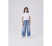 Weite Jeans NAME IT "NKFROSE für Mädchen mit weitem Bein und klassischem Sitz", Mädchen, Gr. 158, N-Gr, blau (medium blau denim), Denim/Jeans, Obermaterial: 100% Baumwolle, leichte Abriebeffekte, norm