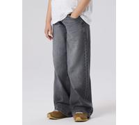 Weite Jeans NAME IT "NKFROSE für Mädchen mit weitem Bein und klassischem Sitz", Mädchen, Gr. 176, N-Gr, medium grau denim, Denim/Jeans, Obermaterial: 100% Baumwolle, leichte Abriebeffekte, normal knöc