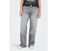 Weite Jeans ONLY CARMAKOMA "CARJUICY HW WIDE LEG REA707 DNM", Damen, Gr. 46, Länge 32, grau denim, Denim/Jeans, Obermaterial: 99% Baumwolle, 1% Elasthan, leichte Abriebeffekte, unifarben, lang, Jeans,