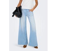 Weite Jeans ONLY "ONLCALIFORNIA MW WD FLAR DNM REA004 NOOS", Damen, Gr. 26, Länge 32, blau (light blau denim), Denim/Jeans, Obermaterial: 99% Baumwolle, 1% Elasthan, unifarben, regular fit lang, Jeans