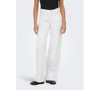 Weite Jeans ONLY "ONLELLA MW WIDE FOLD UP DNM WHITE TAI", Damen, Gr. XS (34), Länge 32, weiß denim, Denim/Jeans, Obermaterial: 100% Baumwolle, unifarben, lang, Jeans, Baumwolle, regular waist, wide fi