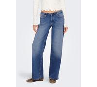 Weite Jeans ONLY "ONLJUDY-O LW WIDE LEG DNM TAI712 NOOS", Damen, Gr. XL (42), N-Gr, medium blau denim, Denim/Jeans, Obermaterial: 99% Baumwolle, 1% Elasthan, unifarben, regular fit lang, Jeans Weite J