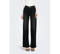 Weite Jeans ONLY "ONLMADISON BLUSH HW WIDE DNM CRO099 NOOS", Damen, Gr. M (38), Länge 34, schwarz (washed schwarz), Denim/Jeans, Obermaterial: 82% Baumwolle, 16% Polyester, 2% Elasthan, unifarben, wei