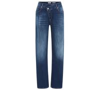 Weite Jeans REPLAY "ZELMAA", Damen, Gr. 26, Länge 30, dunkelblau, Denim/Jeans, Obermaterial: 98% Baumwolle, 2% Elasthan, weit lang, Jeans Weite Jeans, mit asymmetrischem Verschluss (44565423-26)
