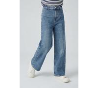 Weite Jeans S.OLIVER JUNIOR, Mädchen, Gr. 140, N-Gr, blau, Denim/Jeans, Obermaterial: 79% Baumwolle, 20% Polyester, 1% Elasthan, unifarben, weit knöchellang, Jeans, mit Taschen (97784252-140) blau