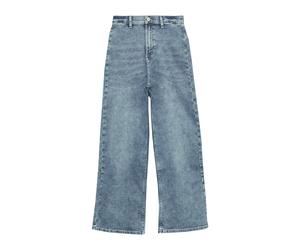 Weite Jeans S.OLIVER JUNIOR, Mädchen, Gr. 164, N-Gr, blau, Denim/Jeans, Obermaterial: 79% Baumwolle, 20% Polyester, 1% Elasthan, unifarben, weit knöchellang, Jeans, mit Taschen (97784252-164) blau