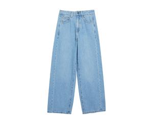 Weite Jeans S.OLIVER JUNIOR, Mädchen, Gr. 164, N-Gr, blau (light blau), Denim/Jeans, Obermaterial: 100% Baumwolle, unifarben, normal lang, Jeans, im 5-Pocket-Style / für Girls (45843063-164) light bla
