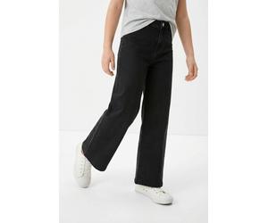 Weite Jeans S.OLIVER JUNIOR, Mädchen, Gr. 164, N-Gr, schwarz (grau, schwarzreg), Denim/Jeans, Obermaterial: 76% Baumwolle, 22% Polyester, 2% sonstige Fasern, unifarben, weit knöchellang, Jeans, mit Wi