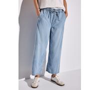 Weite Jeans STREET ONE, Damen, Gr. 28, Länge 26, blau (light blau clean), Denim/Jeans, Obermaterial: 50% Baumwolle, 50% Lyocell, unifarben, lang, Jeans Weite Jeans, mit elastischem Bund und Tunnelzug 