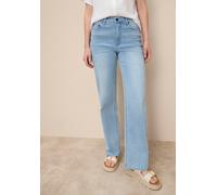 Weite Jeans TAMARIS "mit modischer Silhouette und hohem Tragekomfort", Damen, Gr. 36, N-Gr, blau (lightblau us), Denim/Jeans, Obermaterial: 74% Baumwolle, 24% Polyester, 2% Elasthan, unifarben, figurb