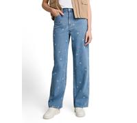Weite Jeans TOM TAILOR DENIM, Damen, Gr. XXL, N-Gr, blau (blau weiß), Denim/Jeans, Obermaterial: 100% Baumwolle, bestickt, normal lang, Jeans, mit Allover-Stickereien (52584944-XXL) blau weiß