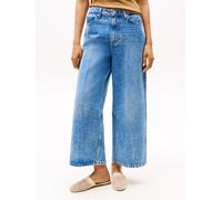 Weite Jeans TOMMY HILFIGER "WIDE LEG HW LOU", Damen, Gr. 28, Länge 32, ali, Denim/Jeans, Obermaterial: 57% Baumwolle, 43% Lyocell, unifarben, normal knöchelfrei, Jeans Weite Jeans, mit Logo-Badge, mit