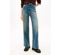 Weite Jeans TOMMY JEANS "Claire High Rise", Damen, Gr. 33, Länge 30, blau (denim schwarz 1), Denim/Jeans, Obermaterial: 99% Baumwolle, 1% Elasthan, unifarben, weit lang, Jeans, mit Logo-Badge (7105170