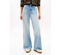 Weite Jeans TOMMY JEANS "Claire High Rise", Damen, Gr. 34, Länge 30, blau (denim light), Denim/Jeans, Obermaterial: 81% Baumwolle, 18% Lyocell, 1% Elasthan, unifarben, weit lang, Jeans, mit Logo-Badge