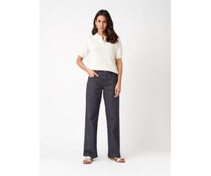 Weite Jeans TONI "Liv Wide", Damen, Gr. 36, Lang, blau (dunkelblau, sanftes weiß 059), Denim/Jeans, Obermaterial: 98% Baumwolle CO. 2% Elasthan EL., gestreift, regular fit normal, Jeans, mit Streifen 