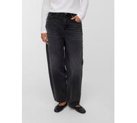 Weite Jeans VERO MODA "VMBILLIE HR BARREL ANK JEANS LI141 NOOS", Damen, Gr. 29, Länge 32, schwarz (schwarz denim), Denim/Jeans, Obermaterial: 100% Baumwolle, unifarben, oversize knöchellang, Jeans, Ba