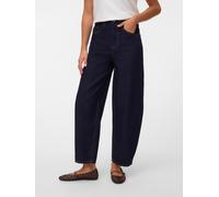 Weite Jeans VERO MODA "VMBILLIE HR BARREL ANK JEANS LI3191 NOOS", Damen, Gr. 30, Länge 32, blau (dunkelblau denim detail:rinse), Denim/Jeans, Obermaterial: 100% Baumwolle, leichte Abriebeffekte, lang,