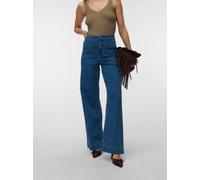 Weite Jeans VERO MODA "VMKAYLA HR WIDE POCKET J BLUE MIX NOOS", Damen, Gr. 28, Länge 30, medium blau denim, Denim/Jeans, Obermaterial: 79% Baumwolle, 20% Polyester, 1% Elasthan, unifarben, oversize la