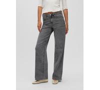 Weite Jeans VERO MODA "VMSANDIE-STRETCH MR WIDE JNS RA269 NOOS", Damen, Gr. 25, Länge 30, grau (light grau denim), Denim/Jeans, Obermaterial: 99% Baumwolle, 1% Elasthan, unifarben, oversize lang, Jean
