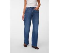 Weite Jeans VERO MODA "VMSANDIE-STRETCH MR WIDE JNS RA3087 NOOS", Damen, Gr. 31, Länge 32, blau (medium blau denim), Denim/Jeans, Obermaterial: 99% Baumwolle, 1% Elasthan, unifarben, oversize lang, Je