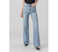 Weite Jeans VERO MODA "VMTESSA HR WIDE JEANS RA339 GA NOOS", Damen, Gr. 28, Länge 34, blau (light blau denim), Denim/Jeans, Obermaterial: 99% Baumwolle, 1% Elasthan, unifarben, wide leg lang, Jeans, B