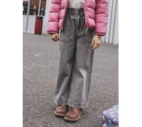 Weite Mädchen Jeans im Worker-Style grauer denim Gr. 98/104 von vertbaudet