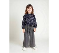 Weite Mädchen Jeans mit Bundfalten, Bundweite verstellbar grauer denim Gr. 134 von vertbaudet
