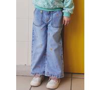 Weite Mädchen Jeans mit Stickereien helles blau Gr. 92/98 von vertbaudet